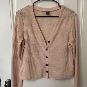 SHEIN Light Pink Button-Up Cardigan